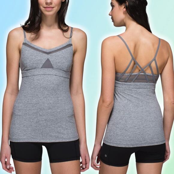 LULULEMON Just Breathe Tank Sz 6 Heathered Slate - Picture 1 of 11
